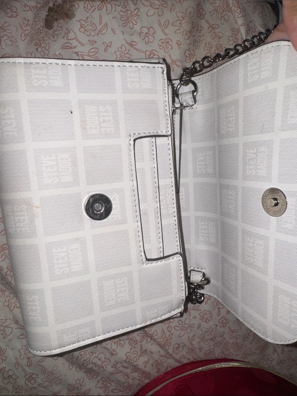 Steve Madden White Patterned Crossbody Wallet